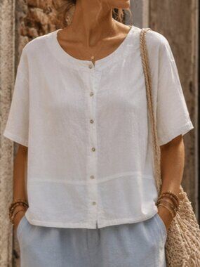 White Box Top - 100% Cotton Top - Resort Wear - Made in USA